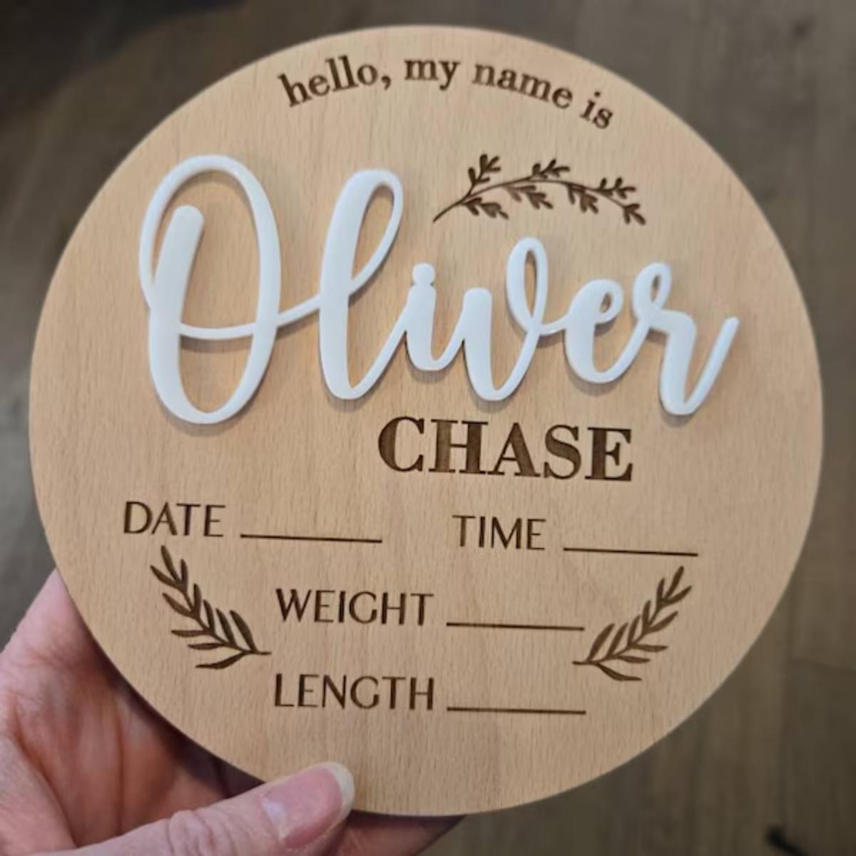 Industrial Laser Power - 1Pc Custom Baby Announcement Sign Wooden