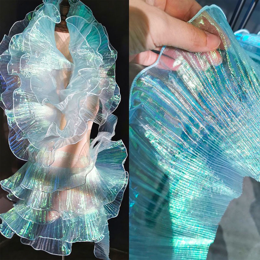 Industrial Laser Welding - Lace Trim Organza Fabric Mermaid Ruffled