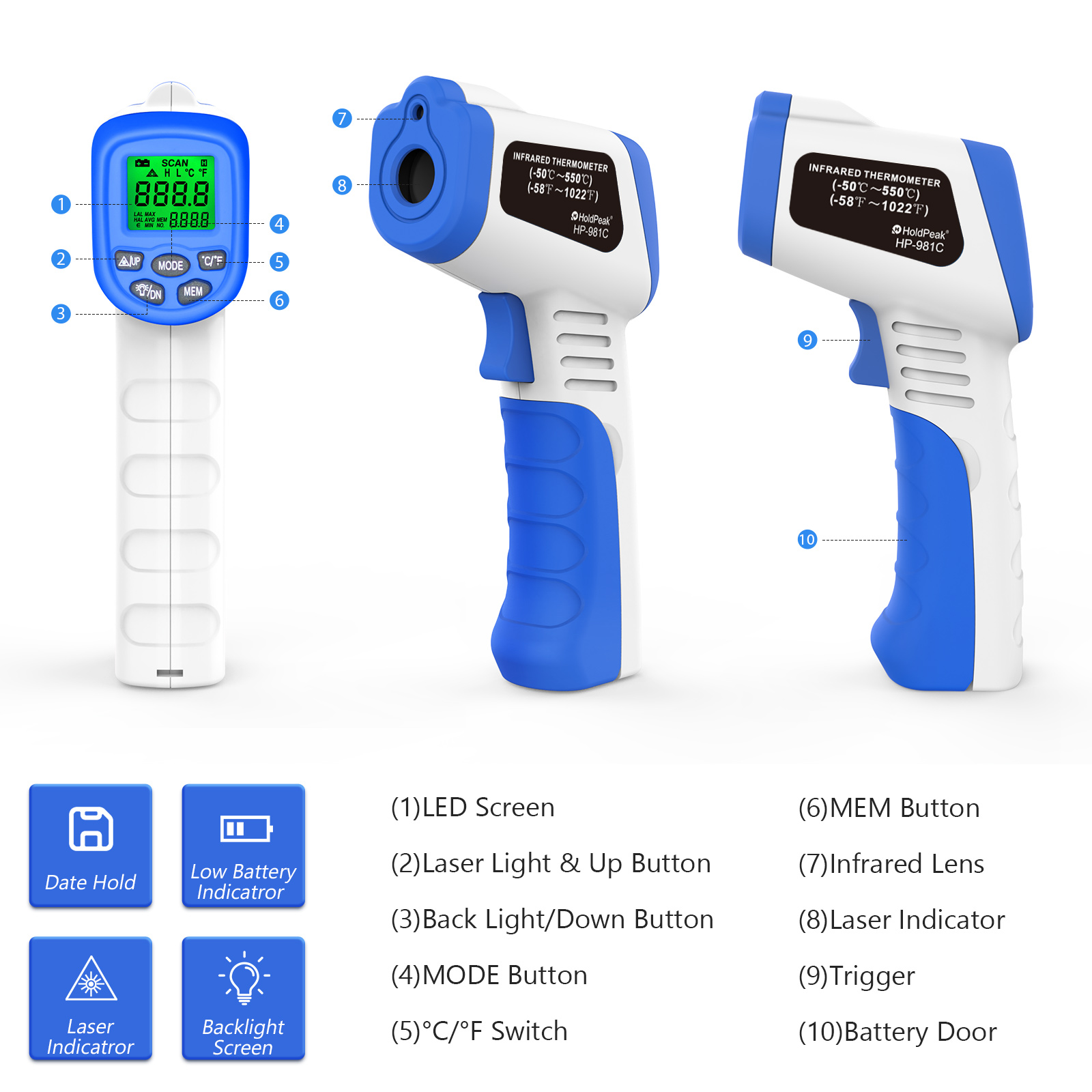 Infrared Thermometer -50℃~550℃ - đánh giá và giá Industrial Laser Thermometer Gun