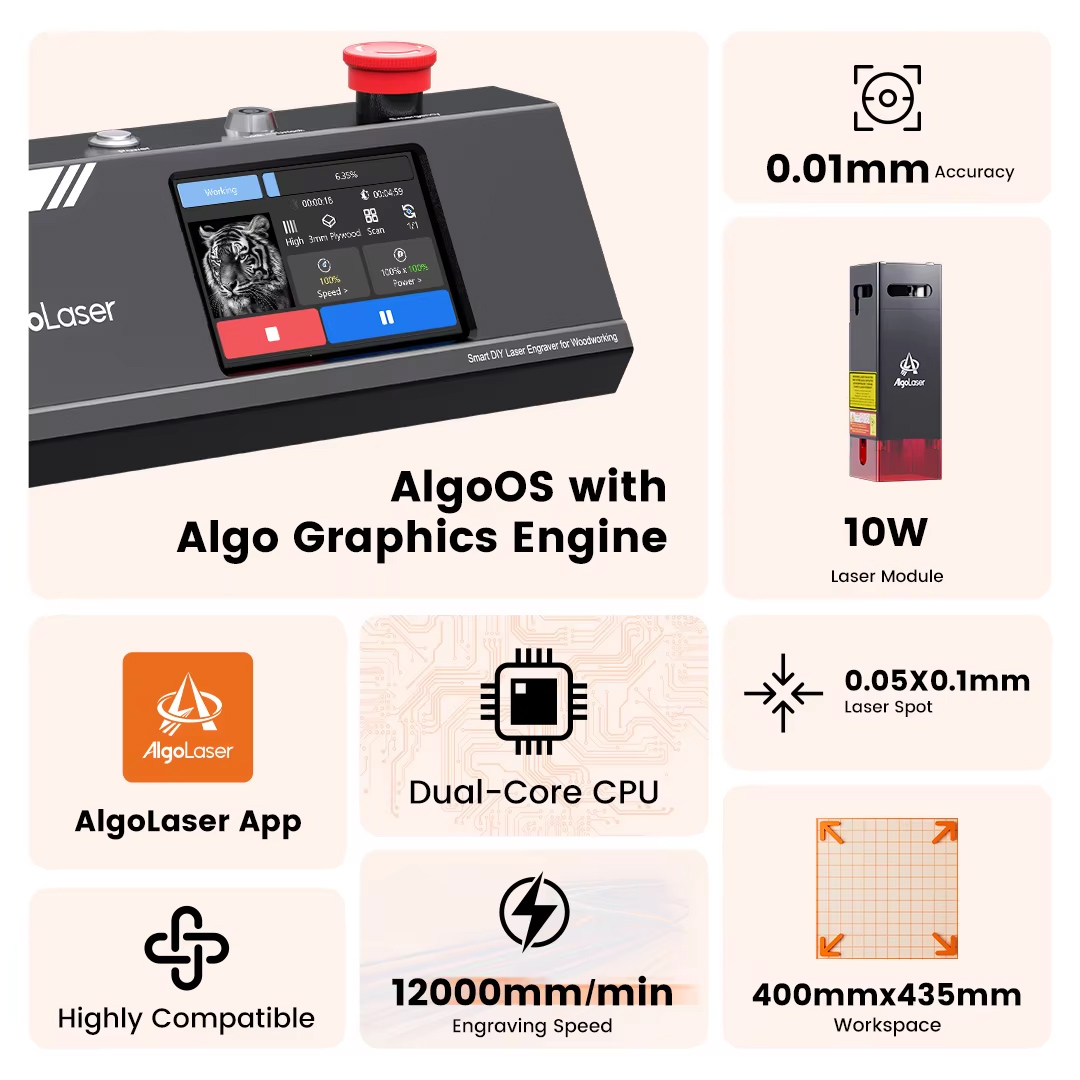 Algolaser DIY Table 40*43cm CN - đánh giá và giá Industrial Handheld Laser Engraver