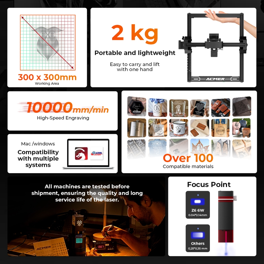 ELIDOR Z6 6W Laser Engraver an - đánh giá và giá Industrial Handheld Laser Engraver