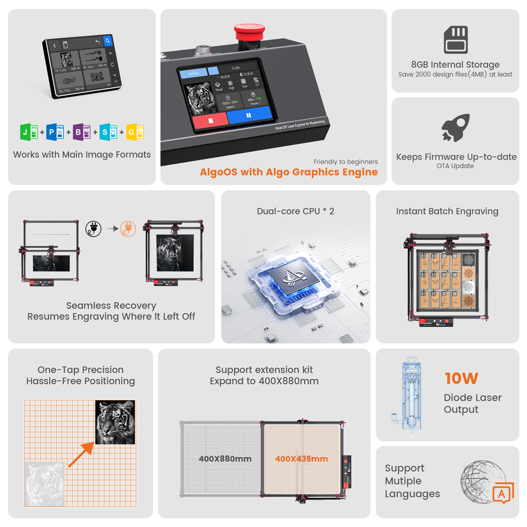 AlgoLaser DIY KIT MK2 10W Lase - đánh giá và giá Industrial Handheld Laser Engraver