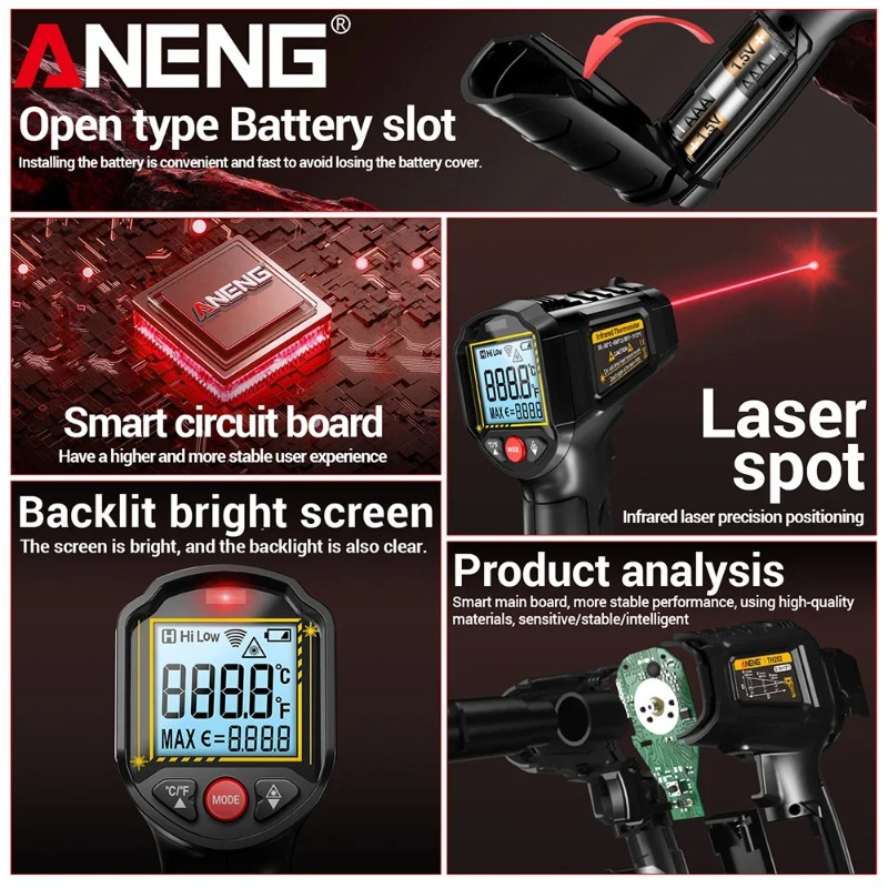 ANENG TH202 Non-contact Infrar - đánh giá và giá Industrial Laser Thermometer Gun